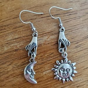 Sterling silver Sun moon earrings tarot zodiac